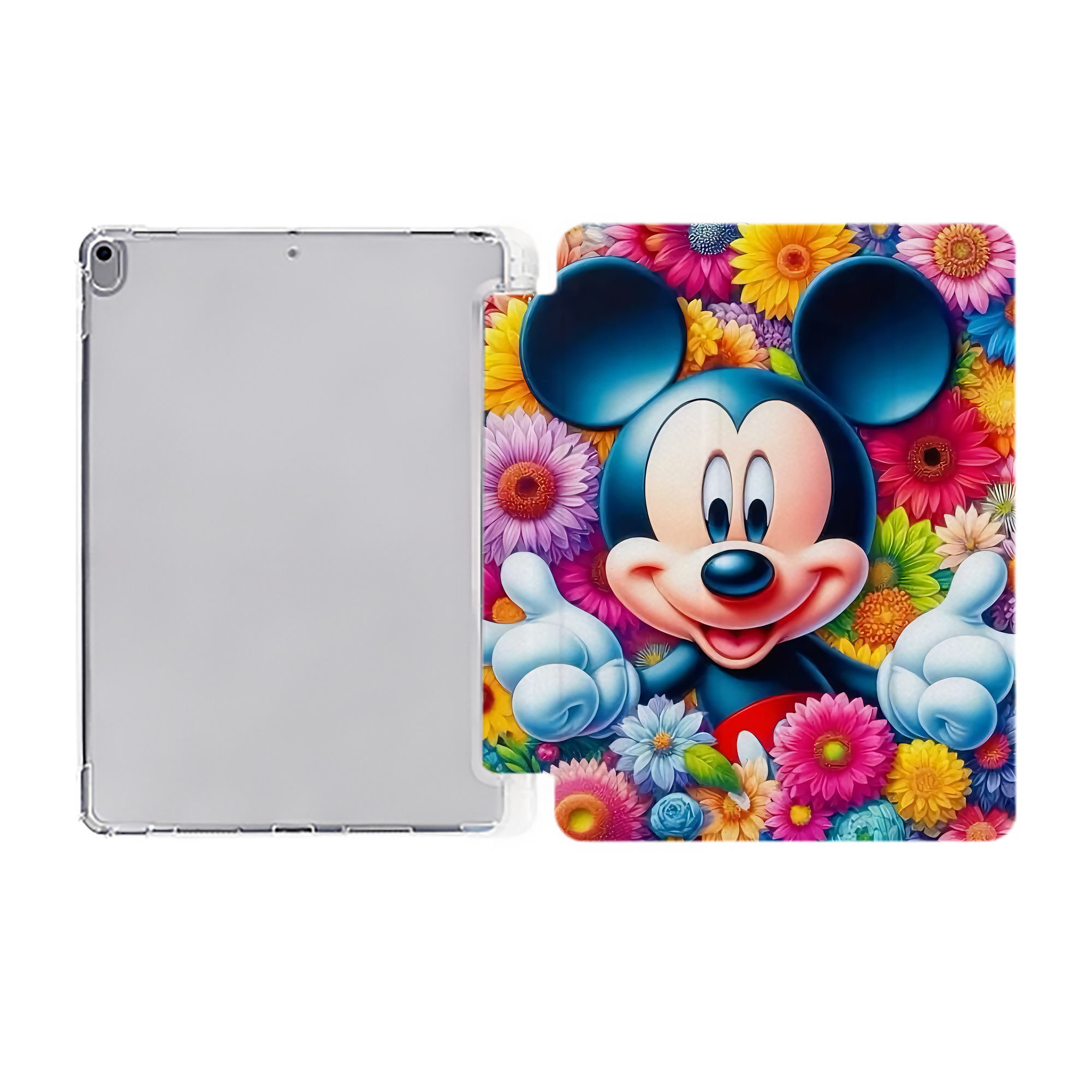 （画像用） ミッキーマウス Mickey Mouse IPad ケース ペン収納付き 三つ折りスタンド PUレザー×シリコン 対応機種9.5/10.5/10.9インチ